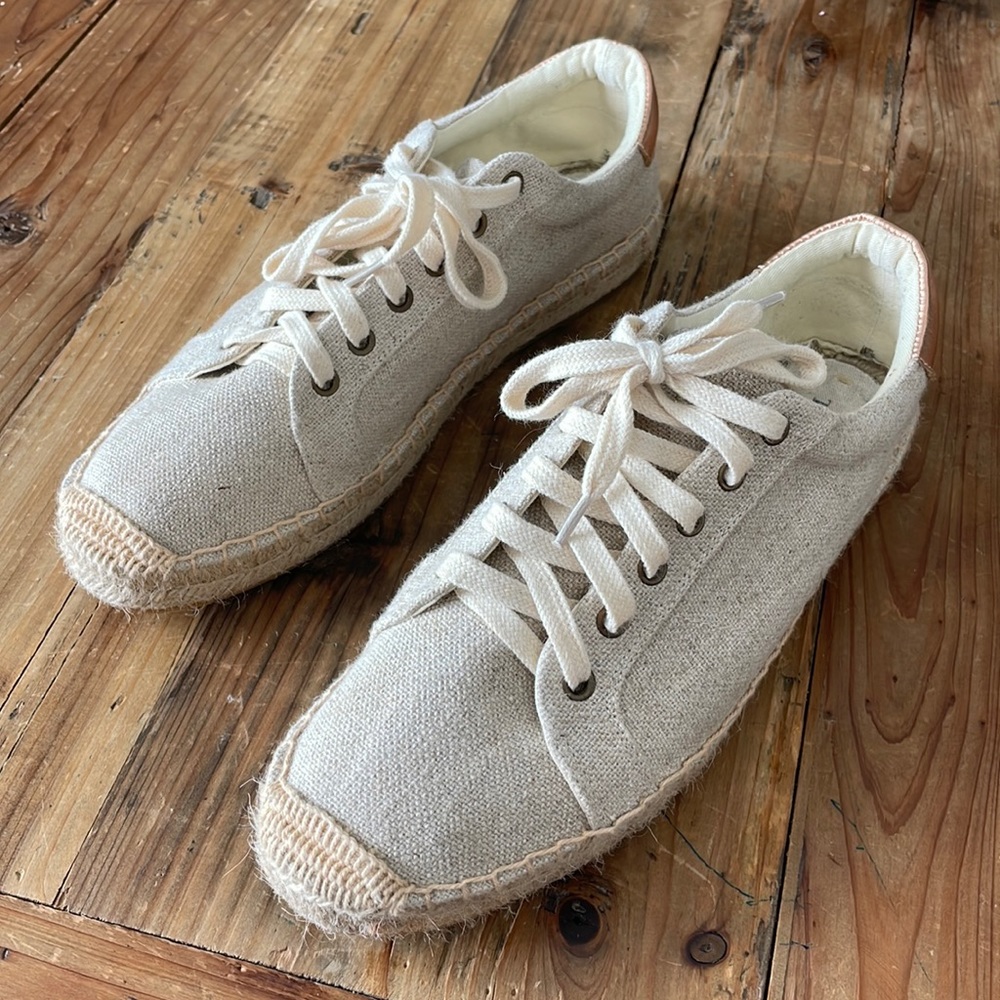 Tan espadrille sneakers. Size 9.